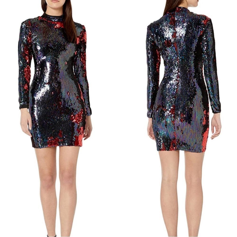 DRESS THE POPULATION Katy Reversible Sequin Body-Con Dress Women’s Size XL